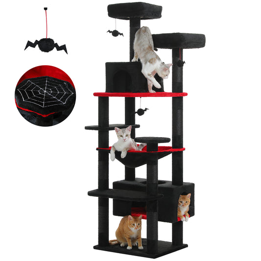 PAWZ Road 184cm Gothic Cat Tree Tower Scratching Post Scratcher Condo House Cat Furniture Black