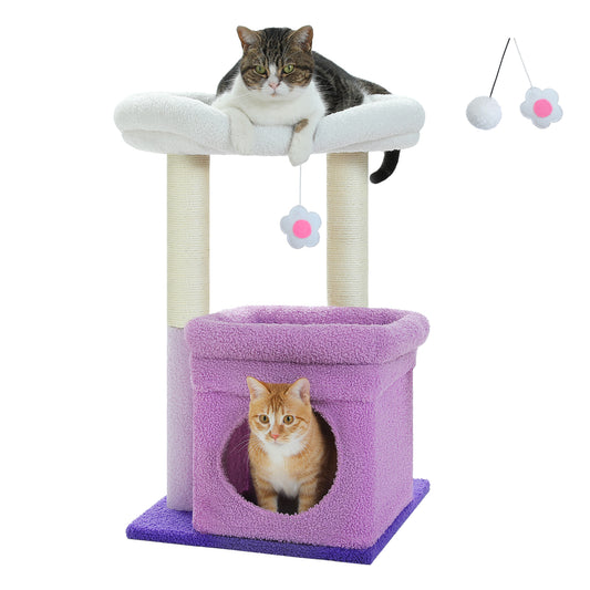 PAWZ Road Gothic Cat Tree Tower Scratching Post Scratcher Condo Furniture Bed Toys 68cm Black Purple