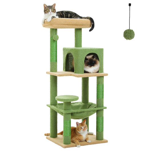 PAWZ Road 116cm Cat Tree Tower Scratching Post Scratcher Cat Condo Tree Kitten Bed Toy Green