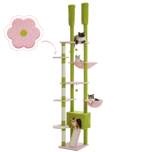 PAWZ Road Cat Tree Tower Scratching Post Floor to Ceiling Cats Tower Furniture Pink