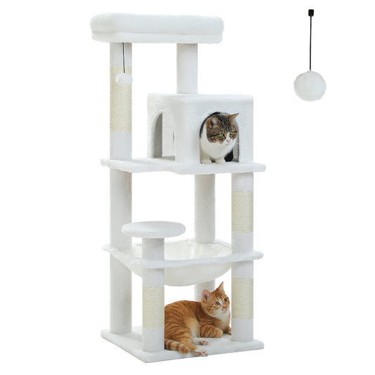 PAWZ Road 116cm Cat Tree Tower Scratching Post Scratcher Cat Condo Tree Kitten Bed Toy White