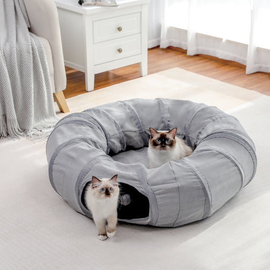 PAWZ Road Cat Tunnel Bed Kitten Rabbit Cat Play Tube Cave Foldable Exercise Toys Grey