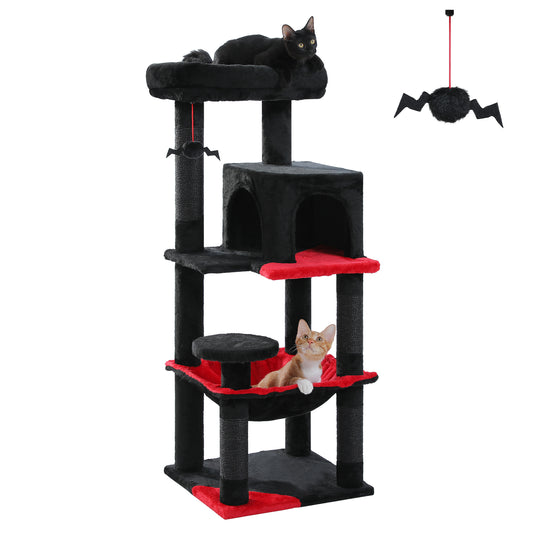 PAWZ Road 116cm Gothic Cat Tree Tower Scratching Post Scratcher Cat Condo Tree Kitten Bed Toy Black