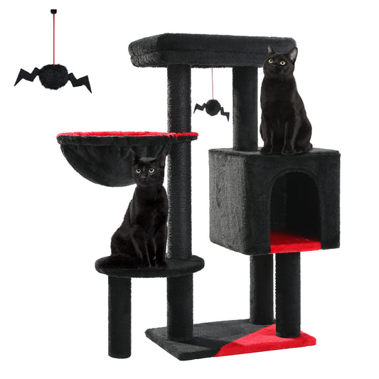 PAWZ Road Cat Tree Tower Condo House Cat Scratching Post Furniture with Hammock Black