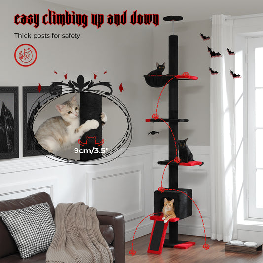 PAWZ Road Cat Tree Tower Scratching Post Ceiling High Cat Scratcher Condo Beds Black