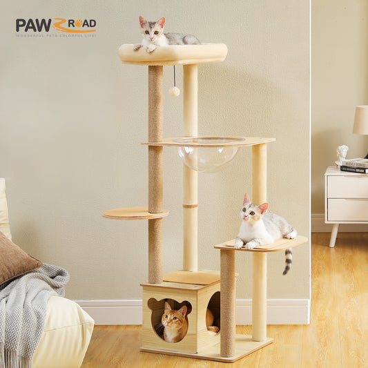 PAWZ Road Wood Cat Tree Tower Scratching Post Kitten Furniture Condo House Beds