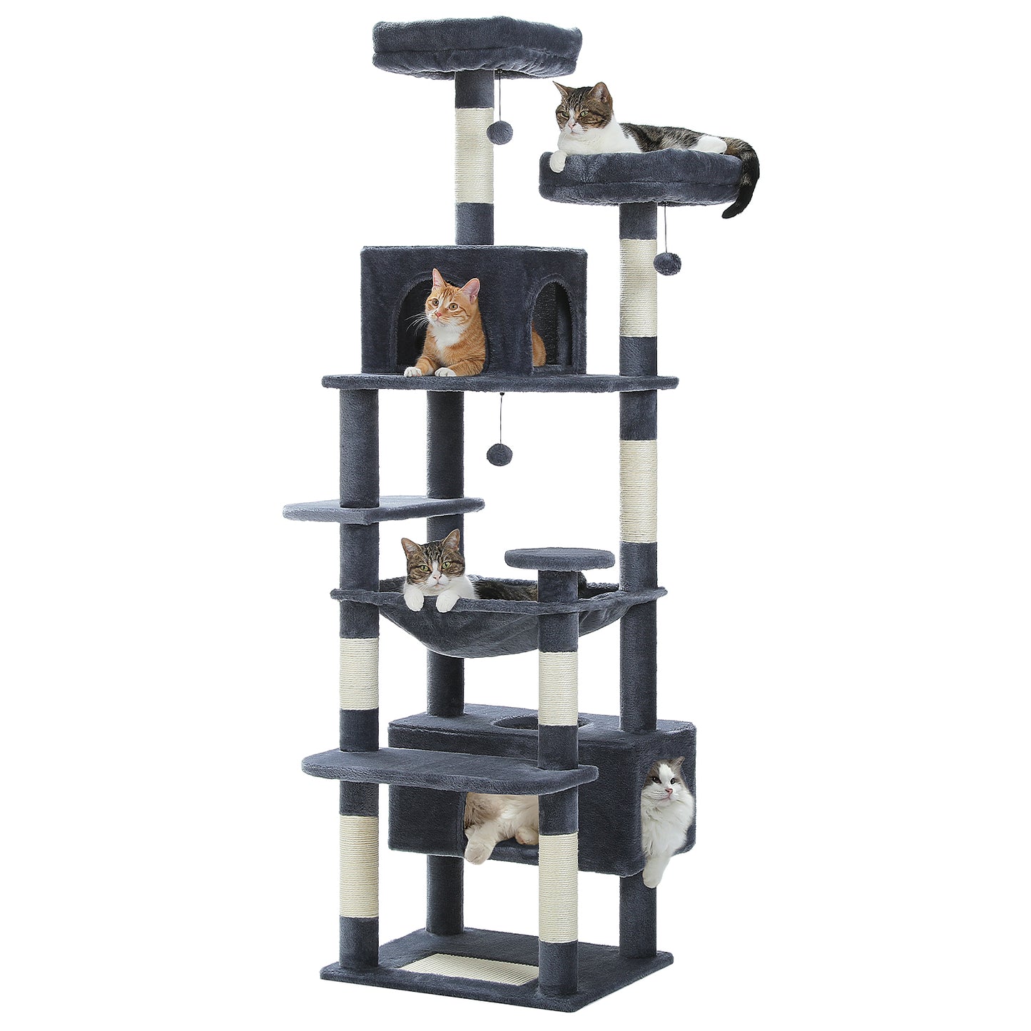 PAWZ Road 184cm Cat Tree Tower Scratching Post Scratcher Condo House Bed Toy Furniture Dark Grey