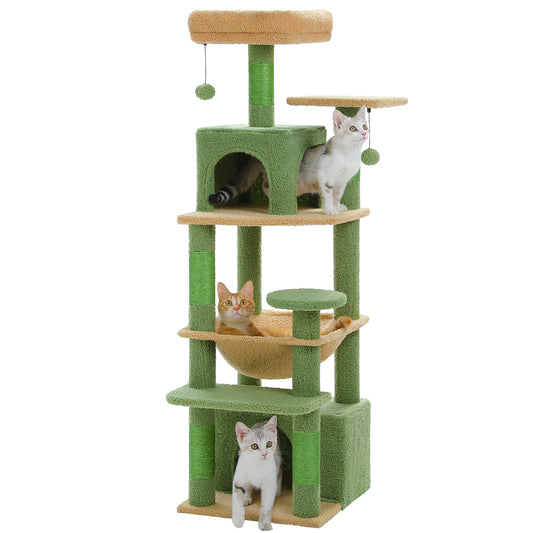 PAWZ Road Cat Tree Tower Scratching Post Scratcher Condo House Bed Toys 136cm Green