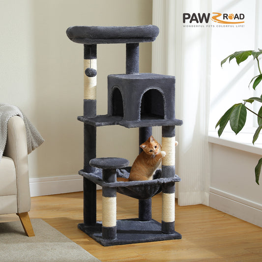 PAWZ Road 116cm Cat Tree Tower Scratching Post Scratcher Cat Condo Tree Kitten Bed Toy Dark Grey