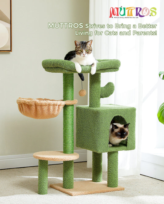 PAWZ Road Cat Tree Tower Condo House Cat Scratching Post Furniture with Hammock Green