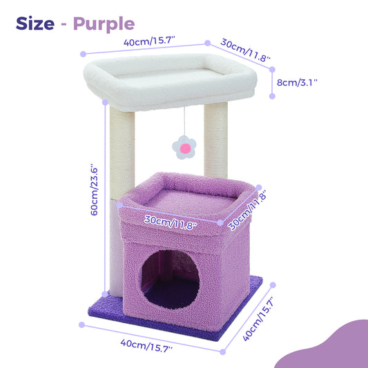 PAWZ Road Gothic Cat Tree Tower Scratching Post Scratcher Condo Furniture Bed Toys 68cm Black Purple