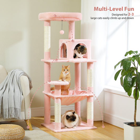 PAWZ Road 143cm Cat Tree Tower Scratching Post Scratcher Cats Bed Condo House Light Pink