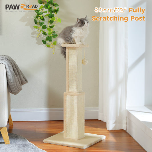 PAWZ Road 80cm Cat Tree Scratching Post Tower Sturdy Board Gym Furniture Fun Toys Beige