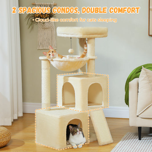 PAWZ Road 104cm Cat Tree Tower Scratching Post Scratcher Condo House for Indoor Cats Beige