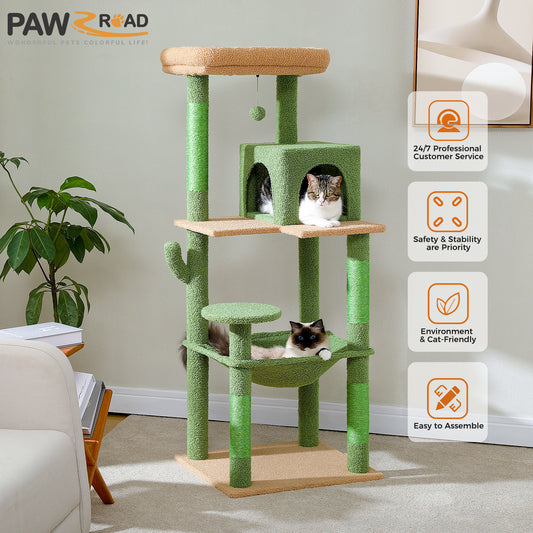 PAWZ Road 143cm Gothic Cat Tree Tower Scratching Post Scratcher Cat Condo Tree Kitten Bed Toy Green