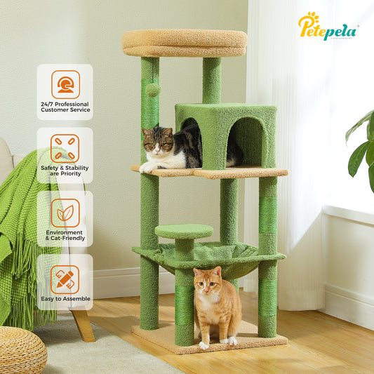 PAWZ Road 116cm Cat Tree Tower Scratching Post Scratcher Cat Condo Tree Kitten Bed Toy Green