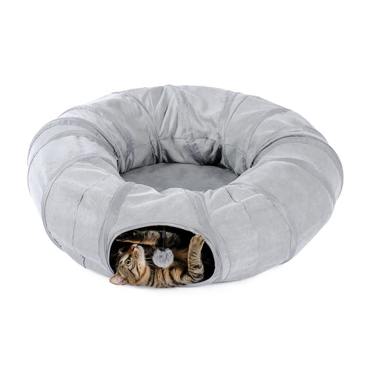 PAWZ Road Cat Tunnel Bed Kitten Rabbit Cat Play Tube Cave Foldable Exercise Toys Grey