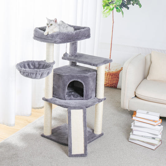 PAWZ Road 106cm Cat Tree Scratching Post Trees Scratcher Tower Condo Light Grey