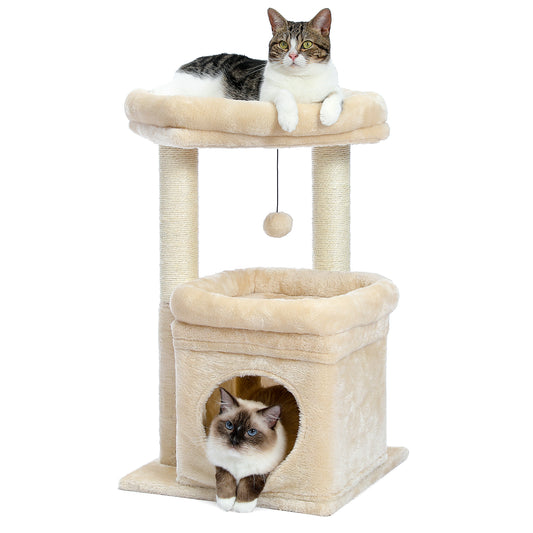 PAWZ Road Gothic Cat Tree Tower Scratching Post Scratcher Condo Furniture Bed Toys 68cm Black Beige