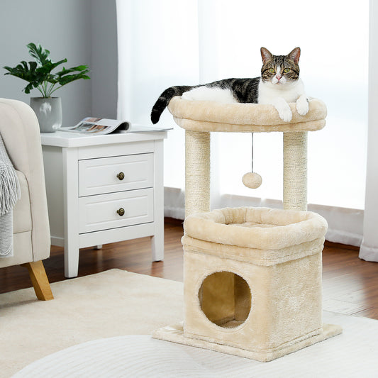 PAWZ Road Gothic Cat Tree Tower Scratching Post Scratcher Condo Furniture Bed Toys 68cm Black Beige