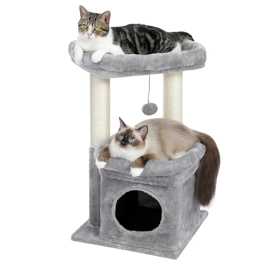 PAWZ Road Gothic Cat Tree Tower Scratching Post Scratcher Condo Furniture Bed Toys 68cm Black Grey