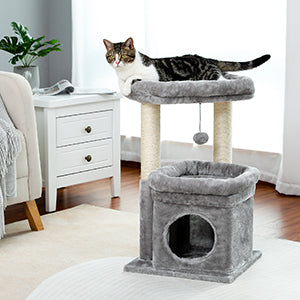 PAWZ Road Gothic Cat Tree Tower Scratching Post Scratcher Condo Furniture Bed Toys 68cm Black Grey