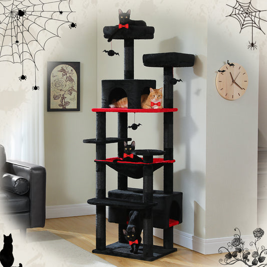 PAWZ Road 184cm Gothic Cat Tree Tower Scratching Post Scratcher Condo House Cat Furniture Black