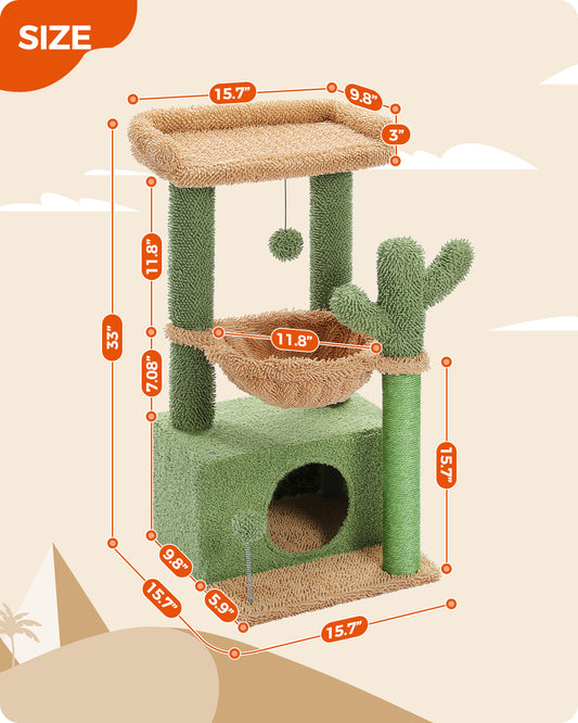 PAWZ Road 83cm Cat Tree Tower Scratching Post with Large Hammock Kitten Indoor Toys