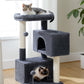 PAWZ Road Cat Tree Tower Scratching Post Scratcher with Large Condo House Beds Dark Grey