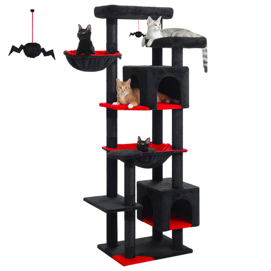 PAWZ Road 175cm Gothic Cat Tree Tower Scratching Post Scratcher Condo House Furniture Black