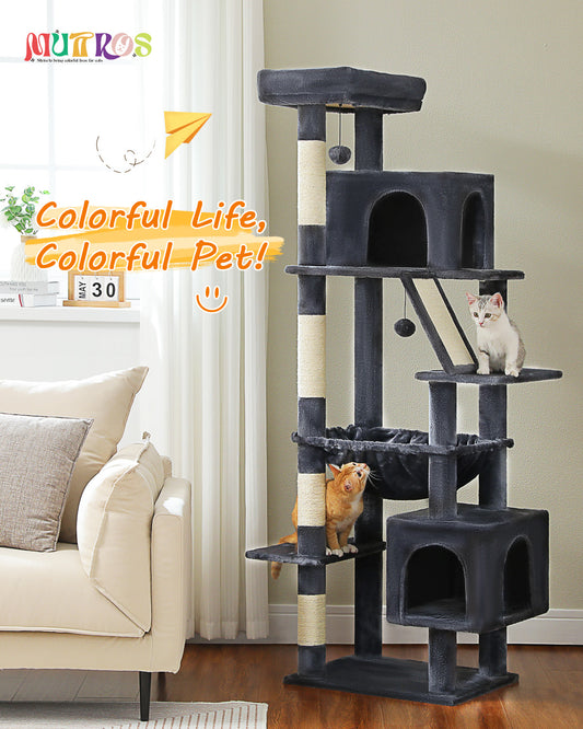 PAWZ Road 181cm Cat Tree Tower Scratching Post Scratcher Condo House Bed Toys Dark Grey