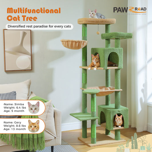 PAWZ Road 175cm Cat Tree Tower Scratching Post Scratcher Condo House Furniture Green