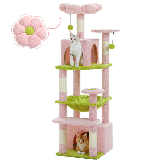 PAWZ Road Cat Tree Tower Scratching Post Scratcher Condo House Bed Toys 136cm Pink