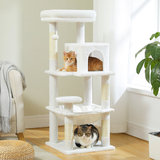 PAWZ Road 116cm Cat Tree Tower Scratching Post Scratcher Cat Condo Tree Kitten Bed Toy White