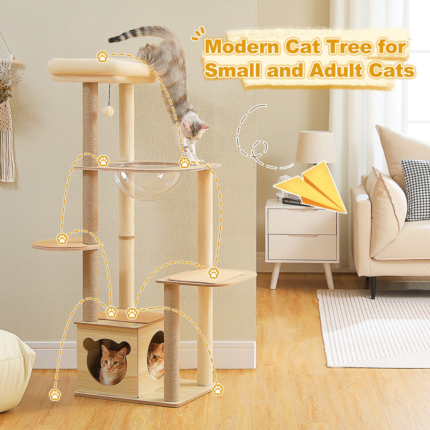 PAWZ Road Wood Cat Tree Tower Scratching Post Kitten Furniture Condo House Beds