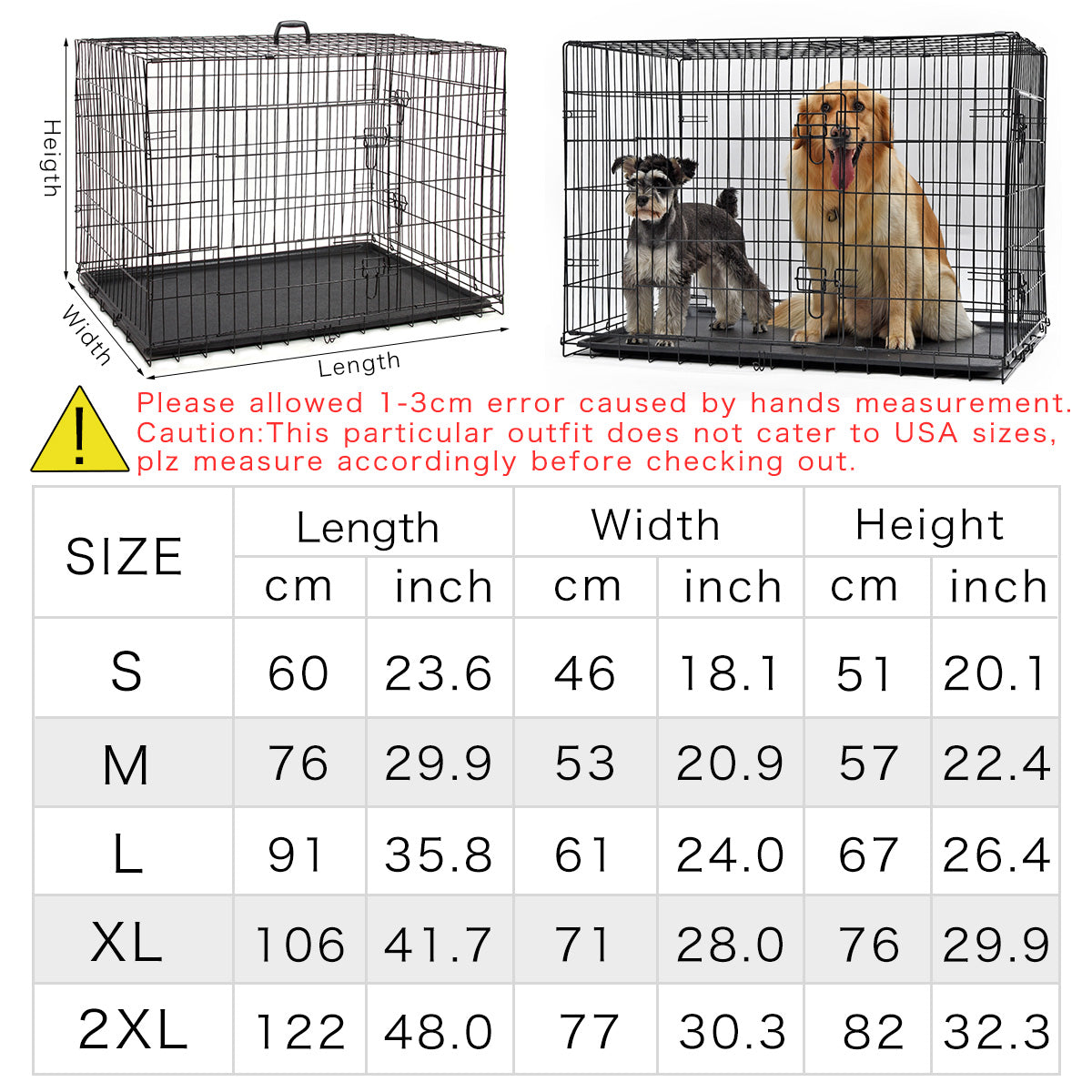 Animal crate clearance sizes